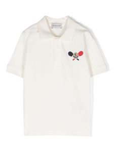 Moncler Enfant polo en coton à patch logo - Blanc