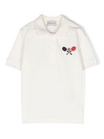 Moncler Enfant polo en coton à patch logo - Blanc - thumbnail