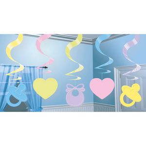 5x stuks Rotorspiralen versiering babyshower 6 cm