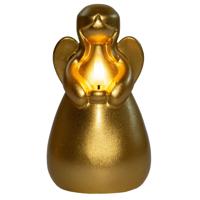 LED herdenkingskaars engel?- goud - 14 x 8 cm - met timer - op batterijen