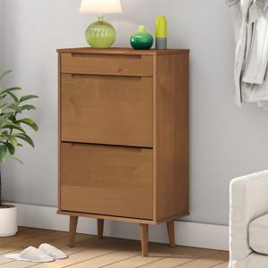 VidaXL Schoenenkast molde 59,5x35x103 cm massief grenenhout bruin
