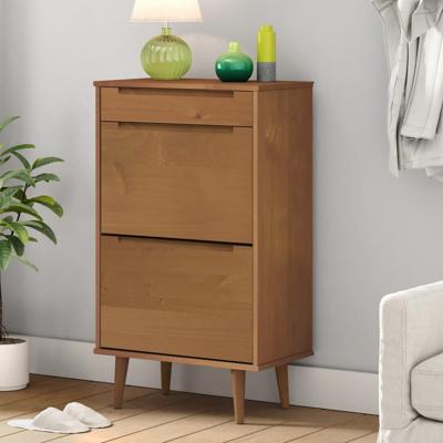 VidaXL Schoenenkast molde 59,5x35x103 cm massief grenenhout bruin