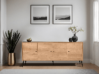 Dressoir VIVIAN 4 deuren bruine eik