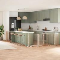 VidaXL Hondenhek inklapbaar met deur 12 panelen 960 cm populierenhout