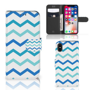 Apple iPhone X | Xs Telefoon Hoesje Zigzag Blauw