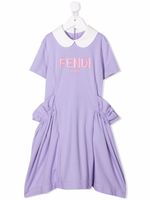 Fendi Kids robe volantée à logo imprimé - Violet