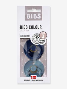 Set van 2 BIBS Colour-fopspenen, maat 2 van 6 tot 18 maanden diepblauw + petrolblauw