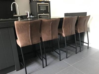 Set van 4 leren barstoelen - bruin leer - Echt leer, Modern, ontdek de vele Leersoorten en Kleuren bij ShopX