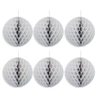 Papieren kerstballen - 6x - grijs - 10 cm - kerstversiering