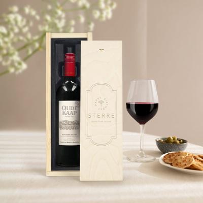 Wijn in gegraveerde kist - Oude Kaap - Rood