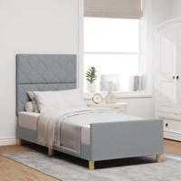 Bedframe met hoofdeinde Lichtgrijs 90 x 200 cm Stof