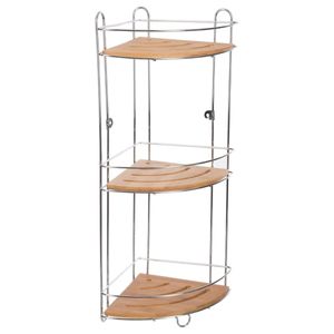 Doucherekje/badkamerrekje hoek metaal met 3 lagen 20 x 20 x 56 cm