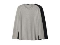 esmara Men Set van 2 heren shirts met lange mouwen (Zwart/grijs, XXL)