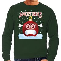 Foute kerstborrel sweater / kersttrui Angry balls groen voor heren 2XL (56)  -