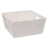 5Five Rieten opbergmand - gevlochten vierkant - wit - 31 x 31 x 15 cm 5Five Rieten opbergmand - gevlochten vierkant - wit - 31 x 31 x 15 cm