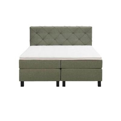 Boxspring Liv geruit - groen - 160x200 cm - vierkante poot - Leen Bakker
