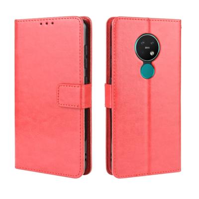 Voor Nokia 7 2/Nokia 6 2 retro Crazy Horse textuur horizontale Flip leergeval met houder & kaartsleuven & fotolijstjes (rood)