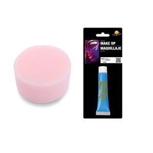 Carnaval schmink neon blauw met sponsje - Glow in the Dark - 10 ml - grimeren - kind/volwassenen