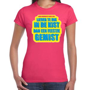 Foute party Liever te dik in de kist dan een feestje gemist verkleed t-shirt roze dames - Foute part