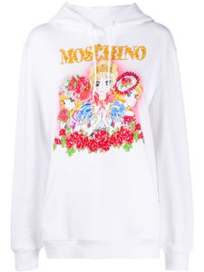 Moschino sweat imprimé à capuche - Blanc
