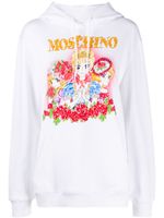 Moschino sweat imprimé à capuche - Blanc