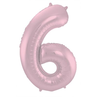Folieballon Pastel Roze Metallic Mat Cijfer 6 - 86 cm