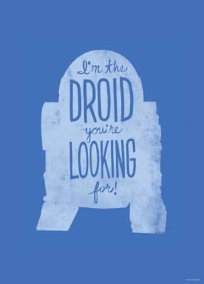 Kunstdruk Star Wars Silhouette Quotes R2D2 50x70cm