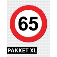 Verkeersbord 65 jaar feestartikelen pakket XL - thumbnail