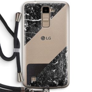 Zwart marmer: LG K10 (2016) Transparant Hoesje met koord