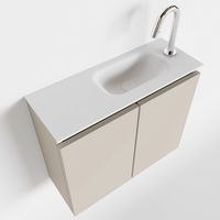 Toiletmeubel Mondiaz Ture | 60 cm | Meubelkleur Linen | Eden wastafel Talc Rechts | 1 kraangat