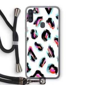 Cheetah color: Samsung Galaxy A11 Transparant Hoesje met koord