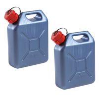 2x stuks kunststof jerrycans blauw voor brandstof 5 liter L24 x B11 x H30 cm