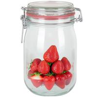 Weckpot/inmaakpot - glas - 1000 ml - met beugelsluiting - transparant