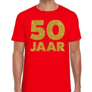 50 Jaar glitter tekst verjaardag rood heren