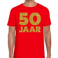 50 Jaar glitter tekst verjaardag rood heren