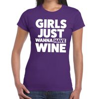 Girls just wanna have Wine tekst t-shirt paars dames