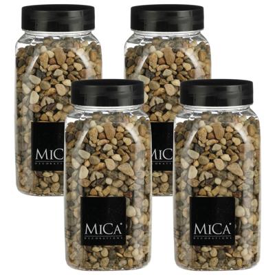 Mica Decorations decoratie stenen - 4x - 650ml - bruin mix - hobby steentjes