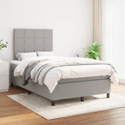 Boxspring met matras stof lichtgrijs 120x200 cm