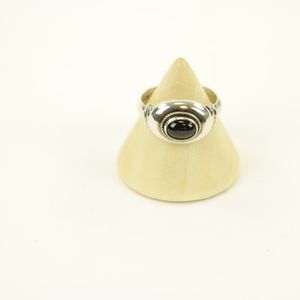 Zilveren Ring met Edelsteen Kattenoog Maat 18 (Sterling Zilver 925)