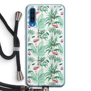 Flamingo bladeren: Samsung Galaxy A50 Transparant Hoesje met koord