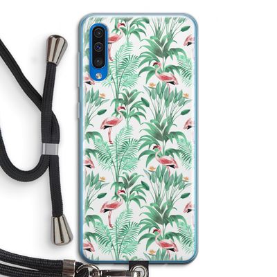 Flamingo bladeren: Samsung Galaxy A50 Transparant Hoesje met koord