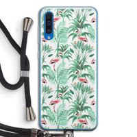 Flamingo bladeren: Samsung Galaxy A50 Transparant Hoesje met koord