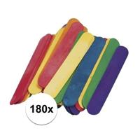 Rayher ijsstokjes gekleurd - 180x - 15 x 2 cm - knutselstokjes - hobby houtjes artikelen