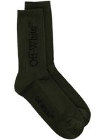 Off-White chaussettes en coton à logo intarsia - Vert