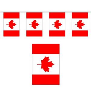 Canada Vlaggetjes vlaggenlijn slinger - 900 cm - polyester - binnen/buiten - versiering/feestartikel
