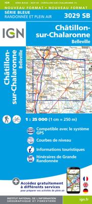 Wandelkaart - Topografische kaart 3029 SB - Serie Bleue Châtillon-sur-Chalaronne - Belleville | IGN - Institut Géographique National