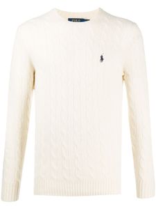 Polo Ralph Lauren pull en maille torsadée à logo - Blanc