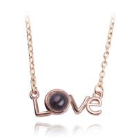 Hou van geheugen 100 talen ik hou van je projectie liefde brief hanger ketting (liefde brief rose goud)