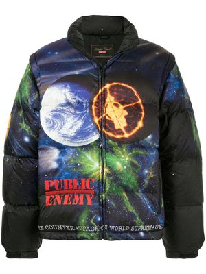 Supreme x Undercover x Public Enemy puffy jacket - Bleu