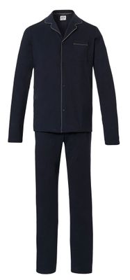Ten Cate Herenpyjama doorknoop blauw